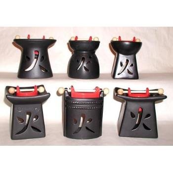 Wholesale Ceramic Oil Burners (Black/Red) - 6 Assorted