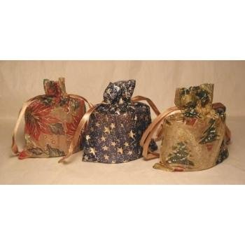 Wholesale Christmas Print Organza Bag w/Oval Candle