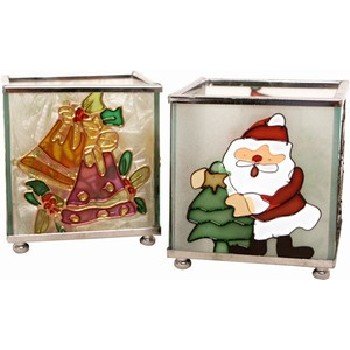 Wholesale Glass Christmas Candle Holder 2 Assorted Styles