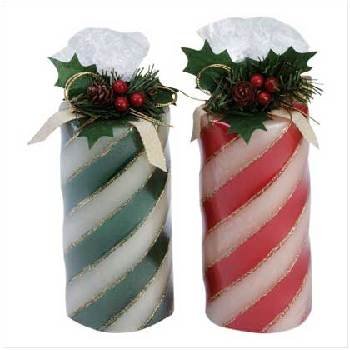 Wholesale Candy Cane Striped Christmas Candles 2 Assorted