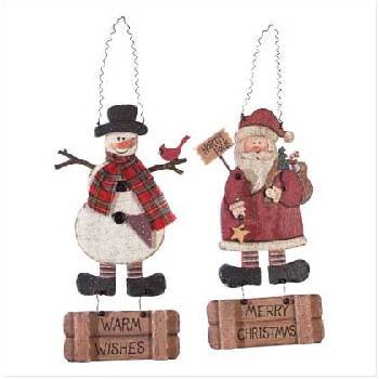 Wholesale Santa And Snowman Wall Plaque