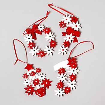 Wholesale Clay Shiny Red/White Floral Ornaments