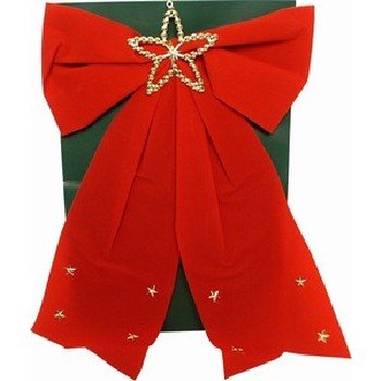 Wholesale Red Flocked Christmas Bow