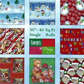 Wholesale 30" Christmas Gift Wrap 14 Assorted Patterns