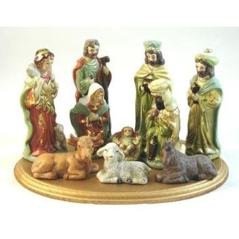 Wholesale 10 Pc Nativity Set w/ Wooden Base