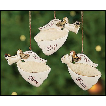 Wholesale Faith, Hope & Love Angel Ornaments