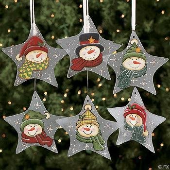 Wholesale Glass Star Painted Snowman Ornaments