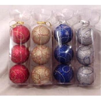 NEW! Wholesale Glitter Christmas 3pk Bulb Assortment