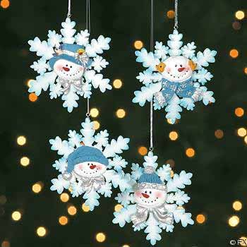 Wholesale Resin and Glitter Snowman Snowflake Ornaments