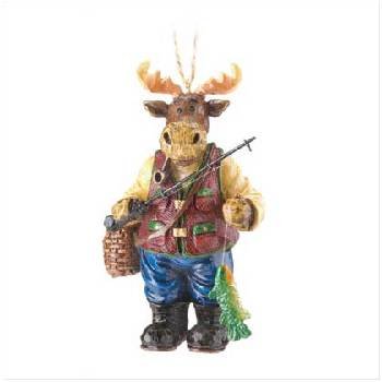 Wholesale Moose with Fishing Pole Ornament