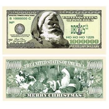 Wholesale Santa One Million Dollar Bills Stocking Stuffers..HOT SELLER