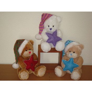 Wholesale 8" 3 Asst. Color Bears Holding Star