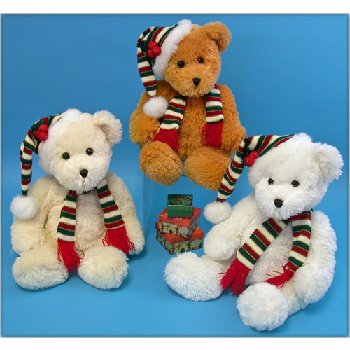Wholesale Christmas bear with knit scarf