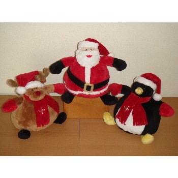 Wholesale 7" 3 Asst. Round Body BB Santa, Moose, Penguin