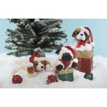 Wholesale 75" 3 ASSORTED LYING DOGS WITH XMAS HAT