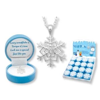 Wholesale Sparkling Snowflake Necklace w/ Keepsake Box