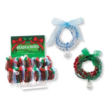 Wholesale "Beads n' Bows" Holiday Multi-Strand Bracelet