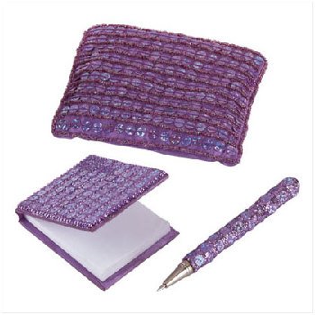 Wholesale Purple Sequin Purse With Mini-Notebook & Pen