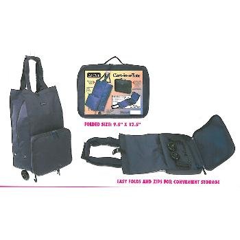 Wholesale Solid Color Folding Shopping Tote on Wheels w/ Out