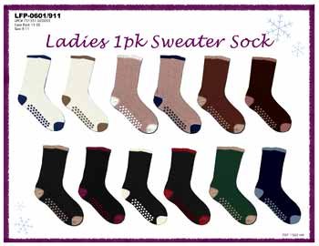 Wholesale Ladies 1Pk Sweater Sock