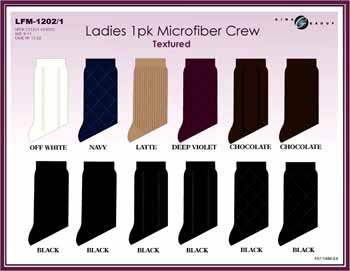 Wholesale Ladies 1 Pk Textured Microfiber Crew Socks