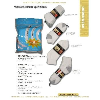 Wholesale Ladies 7 Pack White Athletic Crew Socks