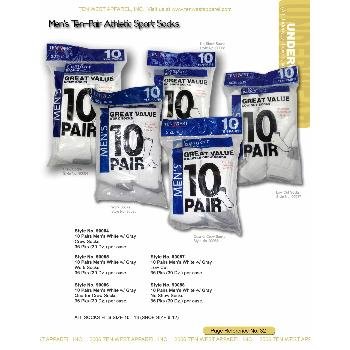 Wholesale mens 10 pack white athletic crew socks