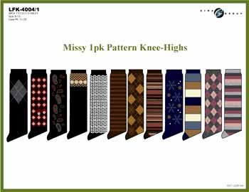 Wholesale Missy 1 Pk Patterned Knee High