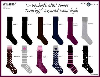 Wholesale 1 Pk Sophisticated Junior Knee High