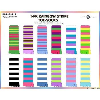Wholesale Rainbow Stripe Toe-Socks