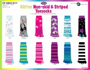 Wholesale Glitter Non-Skid 1 Pk Toe Socks