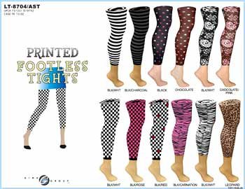 Wholesale Ladies Printed Footless Tights