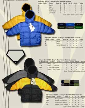 Wholesale Boy's Down Filled Contrast Color Bubble Jacket