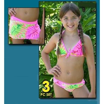 Wholesale Girl's Three Piece Swim Suit Set