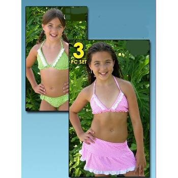 Wholesale Girl's 3 Piece Swim Suit Set