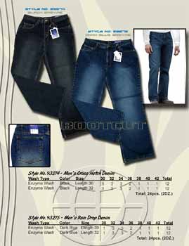 Wholesale Men's 5 Pocket Rain Drop Dark Blue Denim Jean