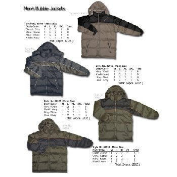 Wholesale Men's Two-Tone Poly Fill Nylon Bubble Jackets