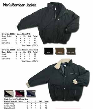 Wholesale Men's Microfiber Poly Fill Bomber Jacket