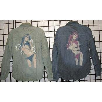 Wholesale Z BRAND Vintage destructed men's long sleeve shirt
