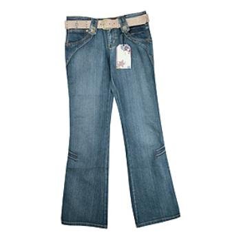 Wholesale CREST: Jr Plus Denim Belted Western Jean