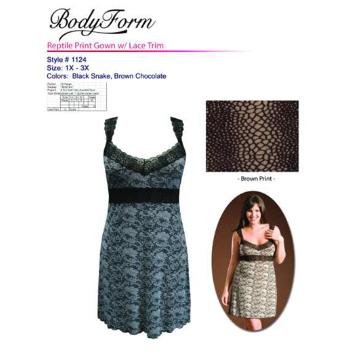 Wholesale BodyForm Microfiber Snake Print Nightgown