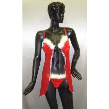 Wholesale Santa Marabou Mesh Chemise Set