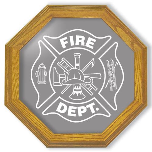 13" Firefighter's Maltese Cross Etched Octagon Mirror