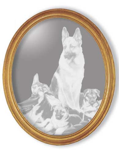 15"x19" Oval "Rookies" by Linda Picken German Shepherd Etched Mirror