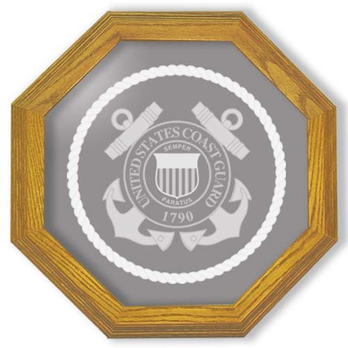 13" Coast Guard Emblem Etched Wall Mirror