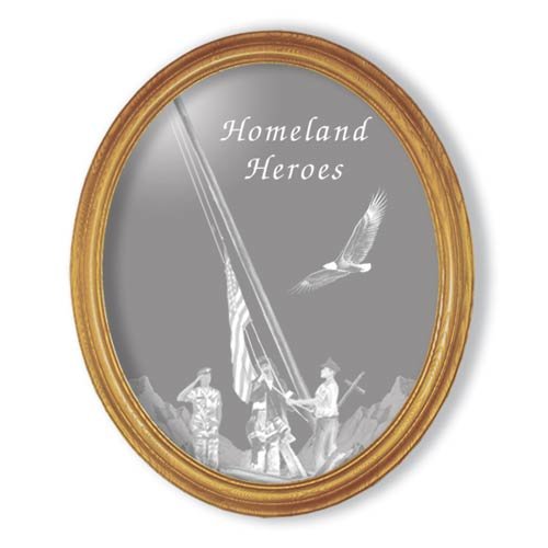 19"x23" Oval Homeland Heroes Etched Wall Mirror