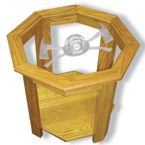 22"x22"x20" tall Axe 343 Firefighter's Octagon End Table with Etched Glass