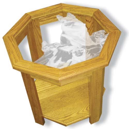 22"x22"x20" tall German Shepard Police Dog Octagon End Table w/ Etched Glass