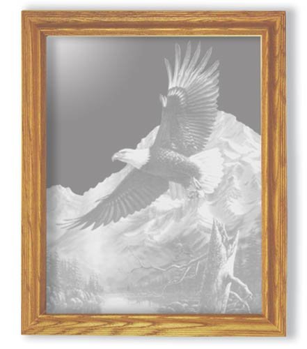 10"x12" rectangular "The Promise" American Bald Eagle Etched Wall Mirror