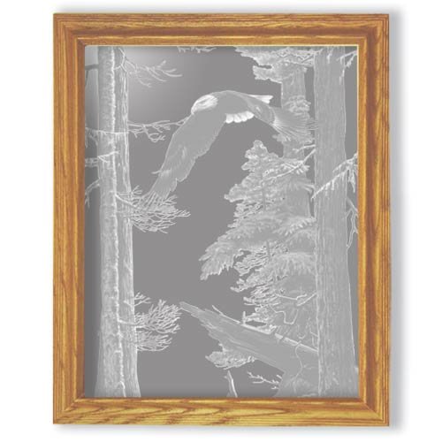 19"x23" rectangular "American Heritage" American Bald Eagle Etched Wall Mirror